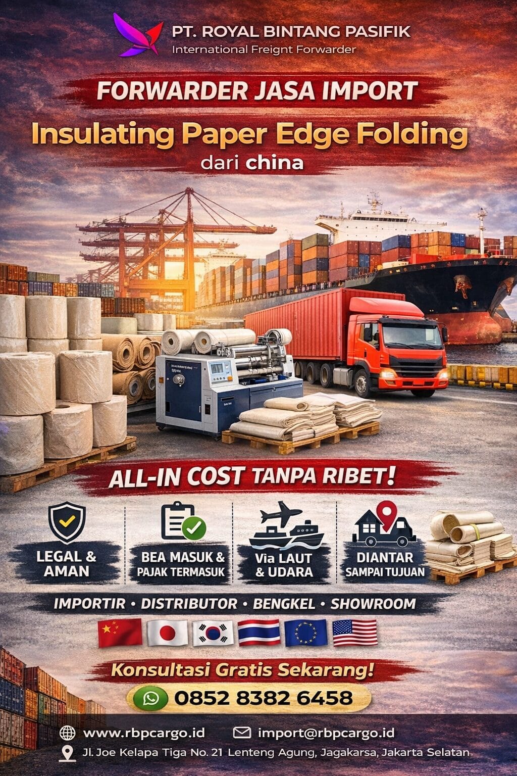 Forwarder Jasa Import Insulating Paper Edge Folding dari China | Forwarder
